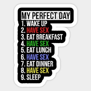 My Perfect Day / Have Sex Funny distressed retro list design Sticker